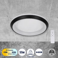 Πλαφονιέρα Οροφής Κύκλος LED CCT 55W 6376lm 120° AC 220-240V – Εναλλαγή Φωτισμού μέσω Τηλεχειριστηρίου All In One Ψυχρό Λευκό 6000k+Φυσικό Λευκό 4500k+Θερμό Λευκό 2700k Dimmable Φ48cm – Μαύρο – 3 Years Warranty