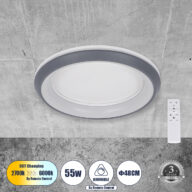 Πλαφονιέρα Οροφής Κύκλος LED CCT 55W 6376lm 120° AC 220-240V – Εναλλαγή Φωτισμού μέσω Τηλεχειριστηρίου All In One Ψυχρό Λευκό 6000k+Φυσικό Λευκό 4500k+Θερμό Λευκό 2700k Dimmable Φ48cm – Ανθρακί – 3 Years Warranty