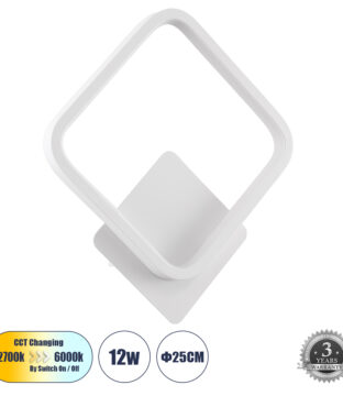 Φωτιστικό Τοίχου – Απλίκα Design LED CCT 12W 1440lm 300° AC 220-240V – Εναλλαγή Φωτισμού μέσω Διακόπτη On/Off All In One Ψυχρό 6000k+Φυσικό 4500k+Θερμό 2700k Μ25 x Π5.5 x Υ29.5cm – Λευκό