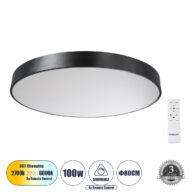 Πλαφονιέρα Οροφής LED CCT 100W 11020lm 120° AC 220-240V – Εναλλαγή Φωτισμού μέσω Τηλεχειριστηρίου All In One Ψυχρό 6000k+Φυσικό 4500k+Θερμό 2700k Dimmable Φ80cm – Μαύρο – 3 Years Warranty