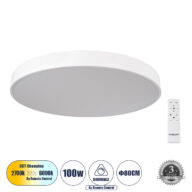 Πλαφονιέρα Οροφής LED CCT 100W 11020lm 120° AC 220-240V – Εναλλαγή Φωτισμού μέσω Τηλεχειριστηρίου All In One Ψυχρό 6000k+Φυσικό 4500k+Θερμό 2700k Dimmable Φ80cm – Λευκό – 3 Years Warranty