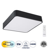 Πλαφονιέρα Οροφής LED CCT 67W 7370lm 120° AC 220-240V – Εναλλαγή Φωτισμού μέσω Τηλεχειριστηρίου All In One Ψυχρό 6000k+Φυσικό 4500k+Θερμό 2700k Dimmable Μ40 x Π40 x Υ8cm- Μαύρο – 3 Years Warranty