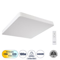 Πλαφονιέρα Οροφής LED CCT 100W 11020lm 120° AC 220-240V – Εναλλαγή Φωτισμού μέσω Τηλεχειριστηρίου All In One Ψυχρό 6000k+Φυσικό 4500k+Θερμό 2700k Dimmable Μ80 x Π80 x Υ8cm – Λευκό – 3 Years Warranty