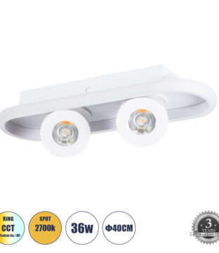 Φωτιστικό Οροφής Linear Design LED CCT με Κινούμενα Σποτ LED Spot Downlight 36W 4032lm 360° & 45° AC 220-240V – Εναλλαγή Φωτισμού μέσω Διακόπτη On/Off All In One Ψυχρό 6000k+Φυσικό 4500k+Θερμό 2700k Μ40 x Π13 x Υ6.5cm – Λευκό