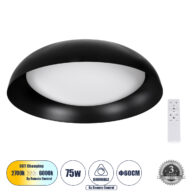 Πλαφονιέρα Οροφής LED CCT 75W 8625lm 120° AC 220-240V – Εναλλαγή Φωτισμού μέσω Τηλεχειριστηρίου All In One Ψυχρό 6000k+Φυσικό 4500k+Θερμό 2700k Dimmable Φ60cm – Μαύρο – 3 Years Warranty