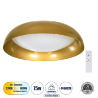 Πλαφονιέρα Οροφής LED CCT 75W 8625lm 120° AC 220-240V – Εναλλαγή Φωτισμού μέσω Τηλεχειριστηρίου All In One Ψυχρό 6000k+Φυσικό 4500k+Θερμό 2700k Dimmable Φ60cm – Χρυσό – 3 Years Warranty