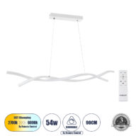 Κρεμαστό Φωτιστικό Οροφής Design LED CCT 54W 6048lm 200° AC 220-240V – Εναλλαγή Φωτισμού μέσω Τηλεχειριστηρίου All In One Ψυχρό 6000k+Φυσικό 4500k+Θερμό 2700k Dimmable Μ90 x Π14 x Υ14cm – Λευκό – 3 Years Warranty