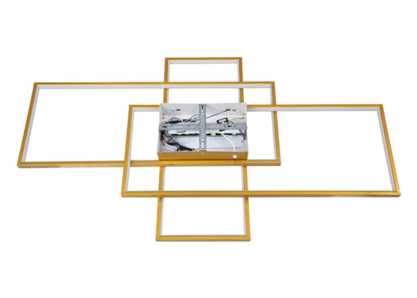 Φωτιστικό Οροφής Design LED CCT 120W 14400lm 120° AC 220-240V - Εναλλαγή Φωτισμού μέσω Τηλεχειριστηρίου All In One Ψυχρό 6000k+Φυσικό 4500k+Θερμό 2700k Dimmable Μ105 x Π60 x Υ19cm - Χρυσό Βούρτσας- 3 Years Warranty