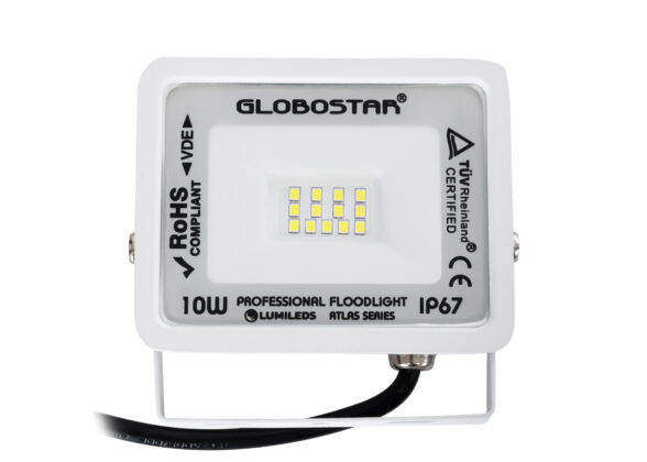 Επαγγελματικός Προβολέας LED 10W 1250lm 120° AC 220-240V - Αδιάβροχος IP67 - Μ10 x Π2 x Υ8cm - Λευκό - Ψυχρό Λευκό 6000K - LUMILEDS Chips - TÜV Rheinland Certified - 5 Years Warranty