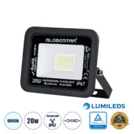 Επαγγελματικός Προβολέας LED 20W 2500lm 120° AC 220-240V – Αδιάβροχος IP67 – Μ12 x Π2.5 x Υ9.5cm – Μαύρο – Ψυχρό Λευκό 6000K – LUMILEDS Chips – TÜV Rheinland Certified – 5 Years Warranty