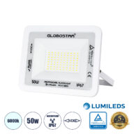 Επαγγελματικός Προβολέας LED 50W 6250lm 120° AC 220-240V – Αδιάβροχος IP67 – Μ21 x Π3.5 x Υ16cm – Λευκό – Ψυχρό Λευκό 6000K – LUMILEDS Chips – TÜV Rheinland Certified – 5 Years Warranty