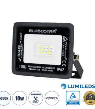 Επαγγελματικός Προβολέας LED 10W 1250lm 120° AC 220-240V – Αδιάβροχος IP67 – Μ10 x Π2 x Υ8cm – Μαύρο – Ψυχρό Λευκό 6000K – LUMILEDS Chips – TÜV Rheinland Certified – 5 Χρόνια Εγγύηση