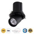 Χωνευτό LED Spot Downlight TrimLess Φ11cm 12W 1500lm 36° AC 220-240V IP20 Φ11cm x Υ11.5cm - Στρόγγυλο - Μαύρο - Θερμό Λευκό 2700K - Bridgelux COB - 5 Years Warranty