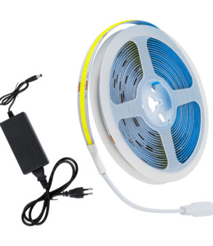 Σετ Ταινία COB LED 5m 48W/5m 308LED/m 864lm/m 120° DC 12V IP20 με Τροφοδοτικό Ψυχρό Λευκό 6000K