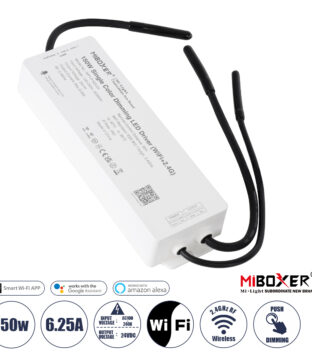 DC Smart Wifi & RF 2.4Ghz & Push Dimming Power Supply Τροφοδοτικό SELV & Controller / Dimmer All in One AC100-240V σε DC 24V 1 x 6.25A 150W – Max 6.25A 150W – Αδιάβροχο IP67 Μ22.5 x Π7 x Υ3.5cm – 3 Years Warranty