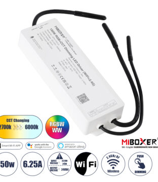 DC Smart Wifi & RF 2.4Ghz & Push Dimming Power Supply Τροφοδοτικό SELV & Controller / Dimmer All in One 5 Καναλιών AC100-240V σε DC 24V 5 x 1.25A 30W – Max 6.25A 150W – Αδιάβροχο IP67 RGBW+WW Μ22.5 x Π7.3 x Υ3.5cm – 5