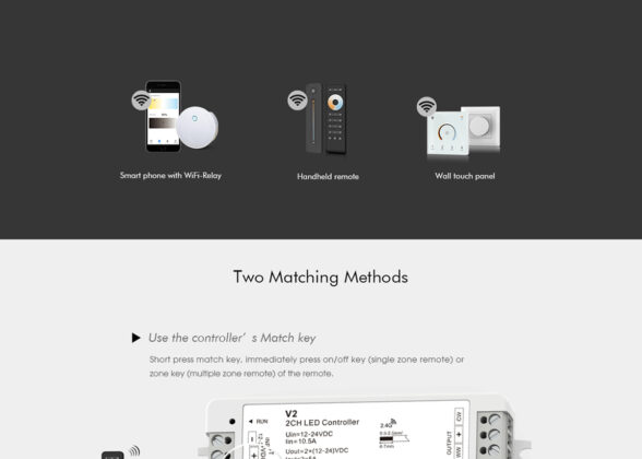 DC RF 2.4Ghz Dimmer High Speed Controller 2 Καναλιών DC 12-24V 2 x 5A 120W - Max 10.5A 252W - IP20 Μ10 x Π3.5 x Υ2cm - 5 Years Warranty