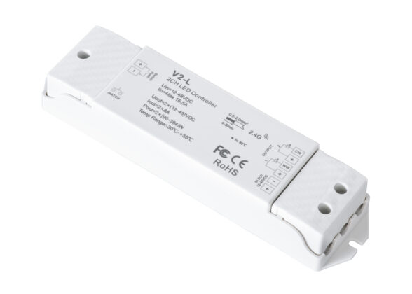 DC RF 2.4Ghz Dimmer High Speed Controller & Push Dimming 2 Κανάλια DC 12-48V 2 x 8A 384W - Max 16.5A 384W - IP20 Μ17.5 x Π4.5 x Υ2.5cm - 5 Years Warranty