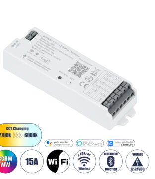 Ασύρματος WiFi LED RGBW+WW+CCT Controller IOS/Android 5in1 Bluetooth 2.4Ghz DC 12-24V Max 180W