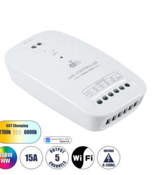 Ασύρματος WiFi LED RGBW+WW+CCT Controller IOS/Android 2in1 DC 9-24V Max 180W