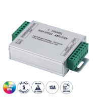 High Speed LED Amplifier 5 Channels – Ενισχυτής Σήματος Υψηλών Ταχυτήτων LED 5 Καναλιών DC 12-24V RGBW+WW Max 360W Μ10.5 x Π6.3 x Υ2.3cm