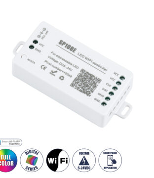 WiFi LED FULL COLOR Magic Digital Pixel Controller iOS/Android για LED Digital Πολύχρωμα και Μονόχρωμα Προϊόντα DC 5-24V 1 x 2048 IC Max