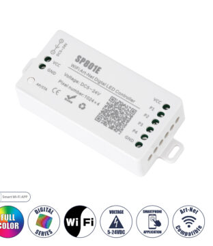 SP801E Ασύρματος WiFi Art-Net LED FULL COLOR Magic Digital Pixel Controller iOS/Android για LED Digital Πολύχρωμα και Μονόχρωμα Προϊόντα DC 5-24V 4 x 1024 IC Max