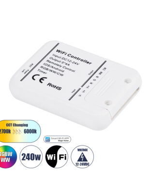 Ασύρματος WiFi LED RGBW+WW+CCT Controller IOS/Android Timer DC 12-24V Max 240W