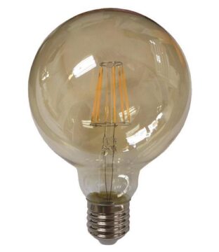 ΛΑΜΠΑ LED ΓΛΟΜΠΟΣ G125 FILAMENT 8W Ε27 2400K 220-240V GOLD GLASS DIMMABLE