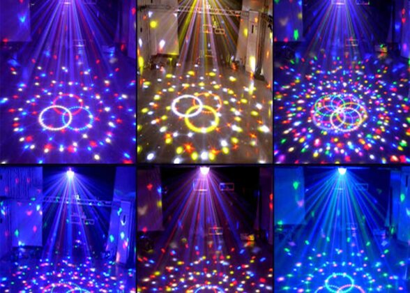 LED Party Disco Μπάλα με Περιστρεφόμενα Φωτορυθμικά Εφέ Πολύχρωμη RGB 15W με Sound Control Activated Εφέ και με Ασύρματο Χειριστήριο AC 230V IP20 Μ11 x Π8.6 x Υ13cm