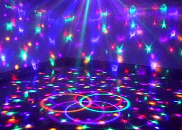 LED Party Disco Μπάλα με Περιστρεφόμενα Φωτορυθμικά Εφέ Πολύχρωμη RGB 15W με Sound Control Activated Εφέ και με Ασύρματο Χειριστήριο AC 230V IP20 Μ11 x Π8.6 x Υ13cm