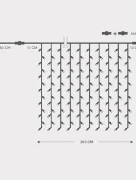 ΚΟΥΡΤΙΝΑ, 200 LED 5mm, 230V, ΕΠΕΚΤΑΣΗ ΕΩΣ 5, ΠΡΟΕΚΤΑΣΗ ΠΑΡΟΧΗΣ 150cm, ΠΡΑΣΙΝΟ  ΚΑΛΩΔΙΟ, ΚΑΟΥΤΣΟΥΚ, ΛΕΥΚΟ LED, 200x100cm, ΙΡ65