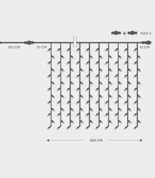 ΚΟΥΡΤΙΝΑ, 200 LED 5mm, 230V, ΕΠΕΚΤΑΣΗ ΕΩΣ 5, ΠΡΟΕΚΤΑΣΗ ΠΑΡΟΧΗΣ 150cm, ΠΡΑΣΙΝΟ  ΚΑΛΩΔΙΟ, ΚΑΟΥΤΣΟΥΚ, ΛΕΥΚΟ LED, 200x100cm, ΙΡ65