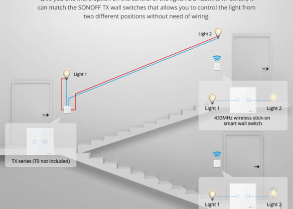 SONOFF T2EU1C-RF - 433MHz Wireless Smart Wall Touch Button Switch 1 Way - RF Series