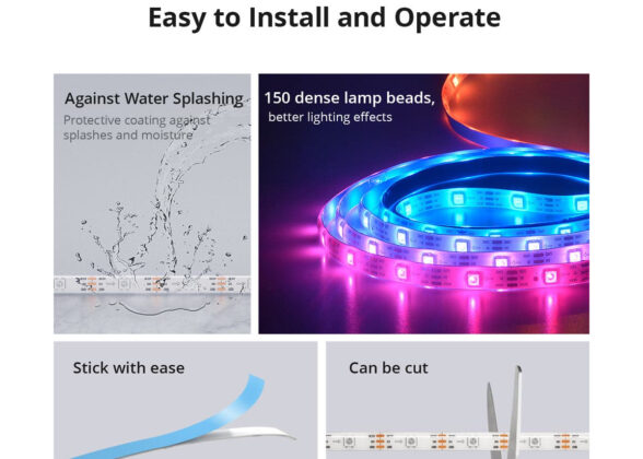 SONOFF L3-5M-PRO RGBIC Digital IC RGB Smart LED Strip Light WiFi 2.4GHz 90 SMD/M 5050 5m Roll & Power Adapter DC 5V Max 10W