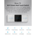 SONOFF T2EU1C-RF - 433MHz Wireless Smart Wall Touch Button Switch AC 100-240V Max 2A (2A/Way) 1 Way - RF Series