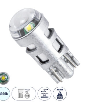 Λάμπα Αυτοκινήτου LED T10 W5W 3rd Generation Can-Bus Extreme Series 1xCREE-XPE 5W 350lm 120° DC 12-16V IP20 Φ1 x Υ2.5cm Ψυχρό Λευκό 6000K