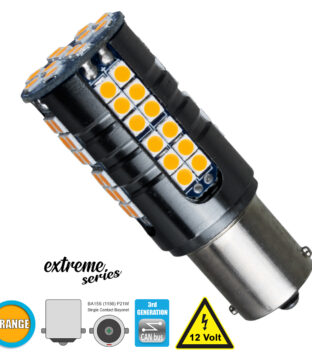 Λάμπα Αυτοκίνητου 1156 – BA15S – P21W 3rd Generation Can-Bus Extreme Series LED 66 SMD 3030 15W 1800lm 360° DC 12V IP20 Πορτοκαλί