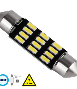 Λάμπα Αυτοκίνητου 39mm FESTOON – C5W LED 12 SMD 5630 6W 900lm 120° DC 12V IP20 Ψυχρό Λευκό 6000K