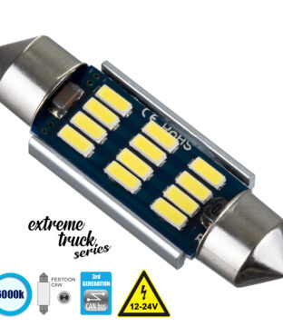 Λάμπα Αυτοκινήτου & Φορτηγού 39mm FESTOON – C5W 3rd Generation Can-Bus Extreme Truck Series LED 12 SMD 4014 3.6W 540lm 120° DC 12-24V IP20 Ψυχρό Λευκό 6000K