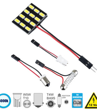 Λάμπα Αυτοκινήτου LED PCB PLATE – T10 – W5W – BA9S – T4W – FESTOON – C5W 1st Generation Can-Bus Series LED 12 SMD 5630 4W 600lm 120° DC 12V IP20 Ψυχρό Λευκό 6000K