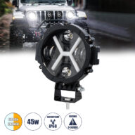 Φώτα Εργασίας για Οχήματα και JEEP με X Light DRL & Φλας LED High Power 45W 4500lm DC 9-36V Αδιάβροχo IP68 Πορτοκαλί & Ψυχρό Λευκό 6000K M17.5 x Π8.5 x Υ20cm