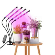 Grow Light Full Spectrum LED Φωτιστικό Ανάπτυξης Φυτών Γλάστρας με 4 Κινούμενες Κεφαλές & Βάση Μανταλάκι Clip SMD 2835 20W 160° AC230V IP20 με Dimmer & Timer Εσωτερικού Χώρου για Κάλυψη Επιφάνειας 1m x 1m Πλήρους Φάσματος Φωτισμού