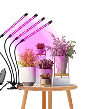 Grow Light Full Spectrum LED Φωτιστικό Ανάπτυξης Φυτών Γλάστρας με 4 Κινούμενες Κεφαλές & Βάση Μανταλάκι Clip SMD 2835 20W 160° AC230V IP20 με Dimmer & Timer Εσωτερικού Χώρου για Κάλυψη Επιφάνειας 1m x 1m Πλήρους Φάσματος Φωτισμού