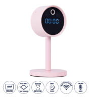 Rechargeable Table Camera WiFi HD 1080P 160° 1500mAh Two Way Audio Motion Detection & Digital Clock – Επαναφορτιζόμενη Επιτραπέζια Κάμερα WiFi HD 1080P 160° 1500mAh Διπλή Κατέυθυνση Ομιλίας Ανιχνευτή Κίνησης & Ψηφιακό Ρολόι – Ροζ