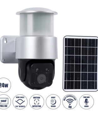 Αυτόνομος Ηλιακός Προβολέας LED SMD 24W 1200lm Camera 1080P 2MP 4G SIM CARD WiFi 150° Μπαταρία 3200mAh Φωτοβολταϊκό Πάνελ Αισθητήρα Ημέρας-Νύχτας & Ρύθμιση Χρόνου Διπλή Κατέυθυνση Ομιλίας Αδιάβροχος IP66 Ψυχρό Λευκό 6000K – Ασημί