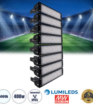 LED Προβολέας Γηπέδου – Φωτιστικό Tunnel 400W 64000LM 75°*135° AC 100-277V IP65 –  Ψυχρό Λευκό 5000K – MeanWell Driver & LumiLEDs Chip – 5 Years Warranty