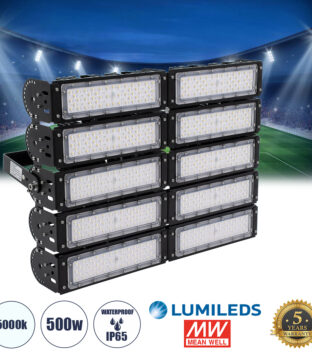 LED Προβολέας Γηπέδου – Φωτιστικό Tunnel 500W 80000LM 75°*135° AC 100-277V IP65 –  Ψυχρό Λευκό 5000K – MeanWell Driver & LumiLEDs Chip – 5 Years Warranty