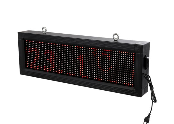 LED Scrolling Display 64x16cm - Κυλιόμενη Ψηφιακή Πινακίδα / Επιγραφή Μονής Όψης P10 LED SMD AC 220-240V - Λειτουργία μέσω Wi-Fi με Εφαρμογή APP - Αισθήτηρας Θερμοκρασίας και Υγρασίας - Αδιάβροχο IP65 - Μ72 x Π9 x Υ24cm - Κόκκινο - 1 Χρόνο Εγγύηση