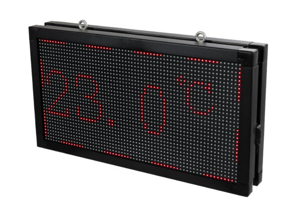 LED Scrolling Display 64x32cm - Κυλιόμενη Ψηφιακή Πινακίδα / Επιγραφή Διπλής Όψης P10 LED SMD AC 220-240V - Λειτουργία μέσω Wi-Fi με Εφαρμογή APP - Αισθήτηρας Θερμοκρασίας και Υγρασίας - Αδιάβροχο IP65 - Μ70 x Π11 x Υ38.5cm - Κόκκινο - 1 Χρόνο Εγγύηση